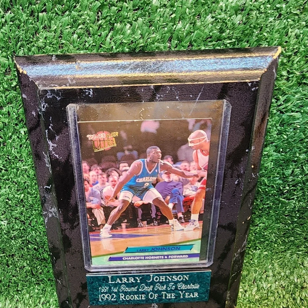 NBA Charlotte Hornets Larry Johnson 1992 Rookie Of The Year Plaque And Card